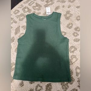 Hollister waffle high neck tank in dark green color - size Large.